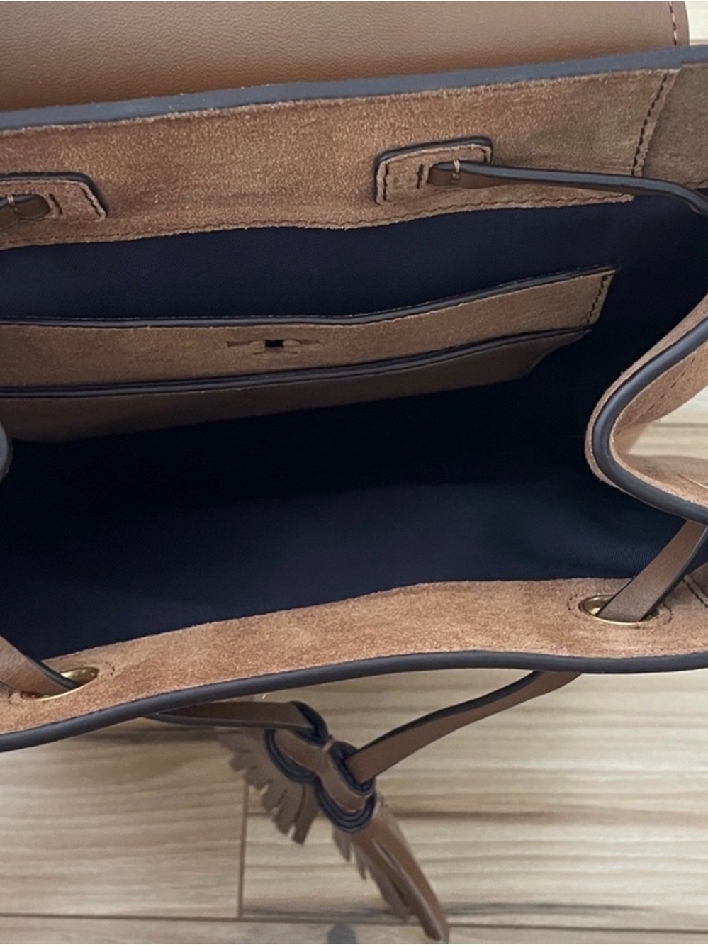 Tory Burch Brown Leather & Suede Tassel Backpack - Picture 5 of 7